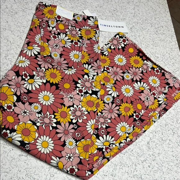 Tinseltown Floral Pants with Pink and Yellow - Picture 1 of 7